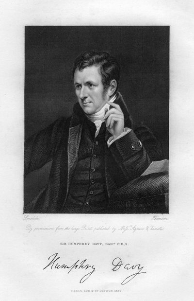 Sir Humphry Davy 1778-1829, químico y físico inglés, siglo XIX de Thompson