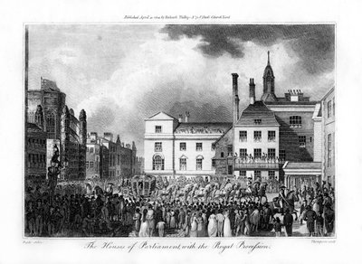 La Casa del Parlamento, con la Procesión Real, Londres, 1804 de Thompson