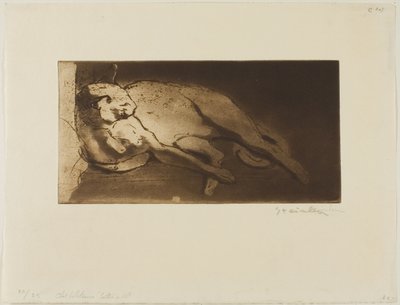 Gato reclinado estirado de izquierda a derecha de Théophile Alexandre Pierre Steinlen