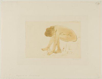 Mujer sentada limpiándose los pies de Théophile Alexandre Pierre Steinlen