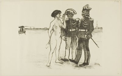 La verdad y los dos soldados de Théophile Alexandre Pierre Steinlen