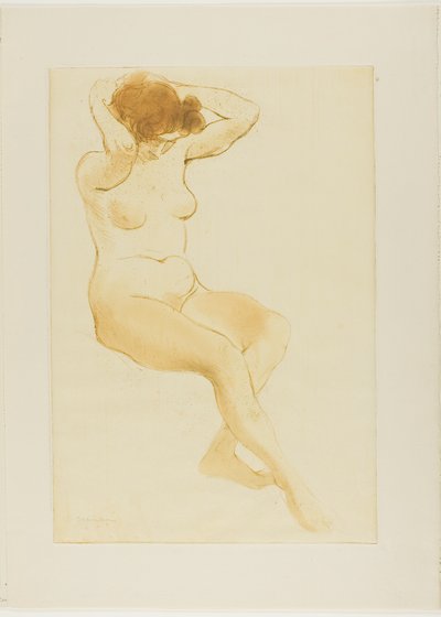 Mujer arreglándose el pelo, vista de tres cuartos de Théophile Alexandre Pierre Steinlen
