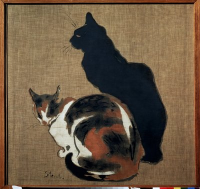 ""Two cats"" (dos gatos) Un gato y su sombra. Pintura de Theophile Alexandre Steinlen (1859-1923) 1894 Art Nouveau Dim. 61x64 cm Museo Pushkin, Moscú de Théophile Alexandre Steinlen