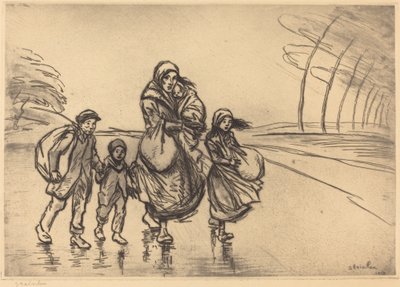 Bajo la lluvia: Madre e hijos, 1915 de Théophile Alexandre Steinlen