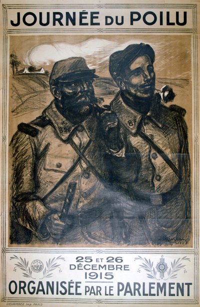 Journée du Poilu 25 et 26 Décembre 1915, cartel francés de la Primera Guerra Mundial, 1915 de Théophile Alexandre Steinlen