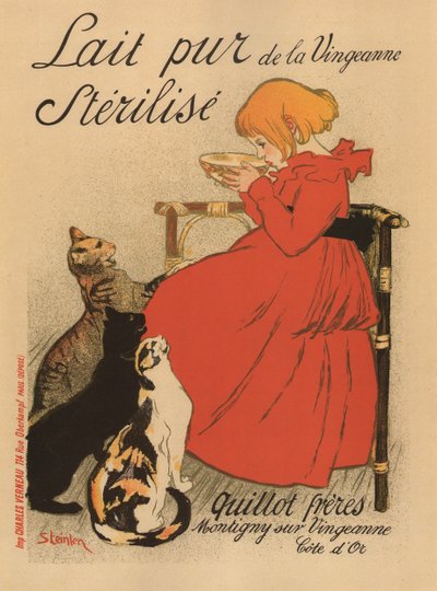 Cartel de Lait pur stérilisé de la Vingeanne, años 1890 de Théophile Alexandre Steinlen