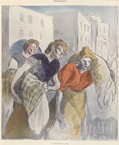 Las lavanderas regresando de la lavandería, finales del siglo XIX de Théophile Alexandre Steinlen