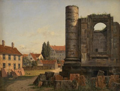 Vista de Marmorpladsen con las ruinas de la inacabada Iglesia de Federico en Copenhague de Thorald Læssøe