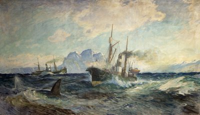 Duncan Grey y Nancy Grey en la batalla con la ballena de Thorolf Holmboe