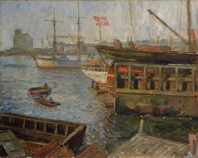 Desde Nyland, puerto de Oslo (óleo sobre lienzo) de Thorolf Holmboe