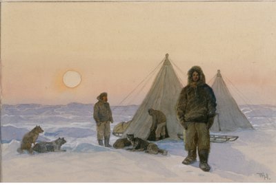 Exploradores polares (acuarela sobre papel) de Thorolf Holmboe
