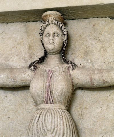 Tumba tracia de Sveshtari, detalle de una estatua de mujer en Atlas, siglo III a.C. de Thracian Thracian