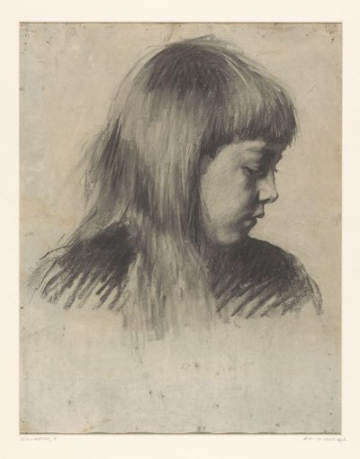 Cabeza de niña, mirando hacia abajo a la derecha de Thérèse Schwartze
