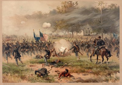 Batalla de Antietam, pub. L Prang & Co. de Thure de Thulstrup