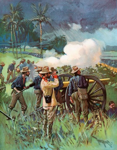 Artillería de campo en acción de Thure de Thulstrup
