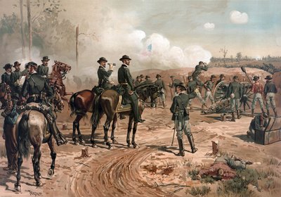 Guerra Civil estadounidense: el general Sherman durante el asedio a Atlanta en 1864 (litografía) de Thure de Thulstrup