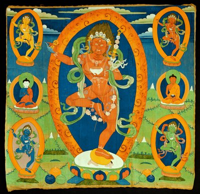 Pintura Thangka que representa a la Dakini Vajravarahi (Do rje pag mo) tibetana, siglo XIX de Tibetan School