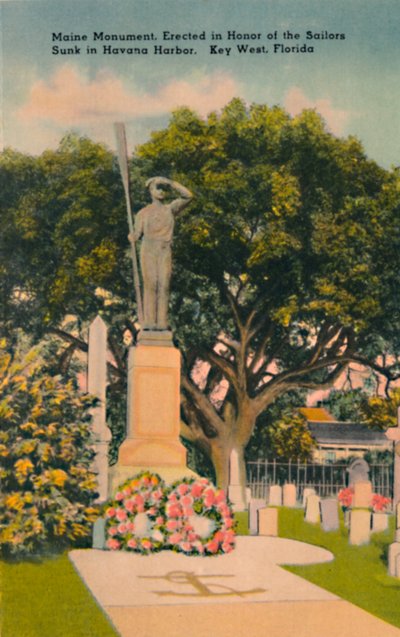 Monumento de Maine, en honor a los marineros hundidos en el puerto de La Habana. Key West, Florida, c. 1940s de Tichnor Brothers