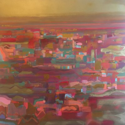 Oro Cielo Naranja Rayas Horizonte de Tiffany Lynch