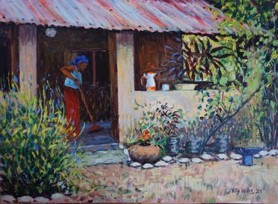 Chica barriendo 2021 (aceite) de Tilly Willis