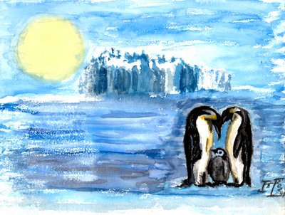 Familia de pingüinos emperador de Tim Hoinkis