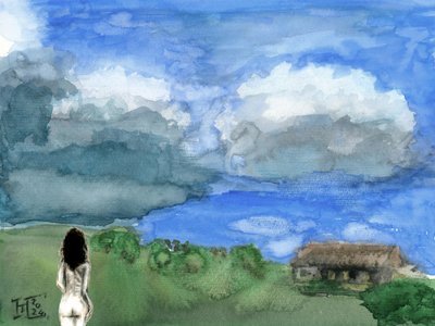 Una mujer contempla un paisaje inmenso de Tim Hoinkis
