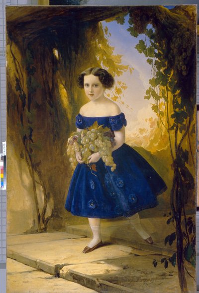La princesa María Maximilianovna de Leuchtenberg (1841-1914) de niña. Pintura de Timofei Andreyevich Neff (1805-1876), óleo sobre lienzo de Timofei Andreyevich Neff