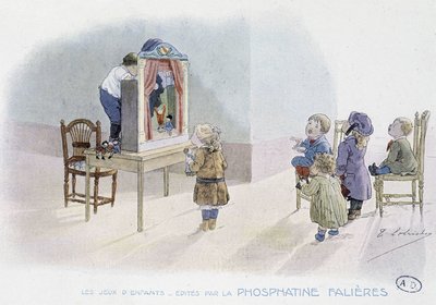 Los juegos de los niños: espectáculo de marionetas - dib. por Lobrichon, ed. por Phosphatine Falières de Timoleon Marie Lobrichon