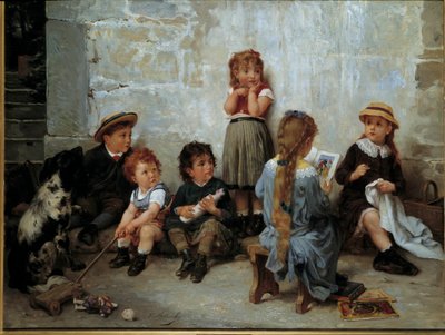 El pasaje emocionante Niños escuchando un libro de Timoleon Marie Lobrichon