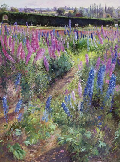 Delphiniums y Hoers, 1991 de Timothy Easton