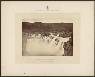 Cataratas Shoshone, río Snake, Idaho, vista lateral completa en el nivel superior de Timothy H. OSullivan