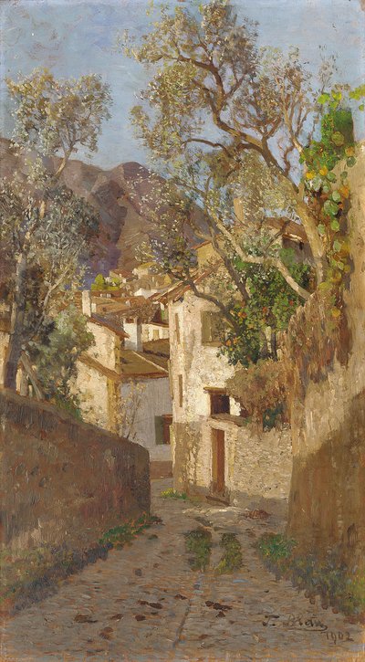 Un camino sombreado en el pueblo, 1902 de Tina Blau Lang