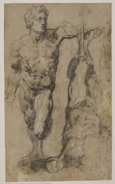 Dos estudios de una escultura de una figura masculina de Tintoretto