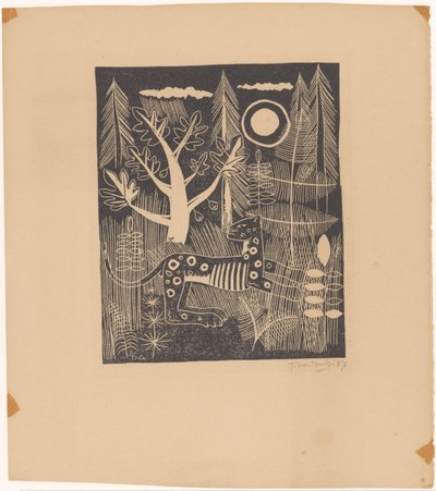 Vista del bosque con leopardo de Tinus van Doorn (signed by artist)