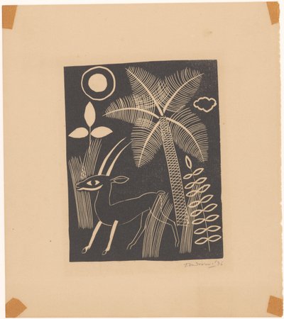 Ciervo con palmera de Tinus van Doorn (signed by artist)