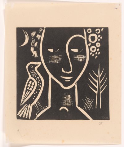 Cabeza de mujer con paloma de Tinus van Doorn (signed by artist)