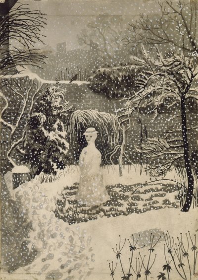Mujer de nieve (acuarela) de Tirzah Ravilious