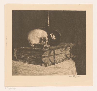 Bodegón con calavera y biblia de Titia Heukers (signed by artist)