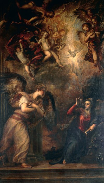 Anunciación, Iglesia de San Salvador, Venecia de Titian (c.1488 1576)