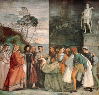 Milagro del recién nacido (detalle) de Titian (c.1488 1576)
