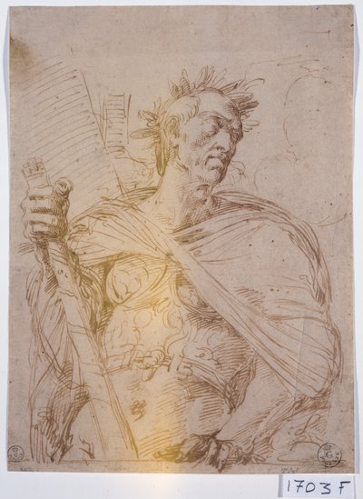Emperador romano (pluma y tinta sobre papel) de Titian (c.1488 1576)