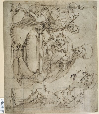Conversación sagrada (pluma y tinta sobre papel) de Titian (c.1488 1576)