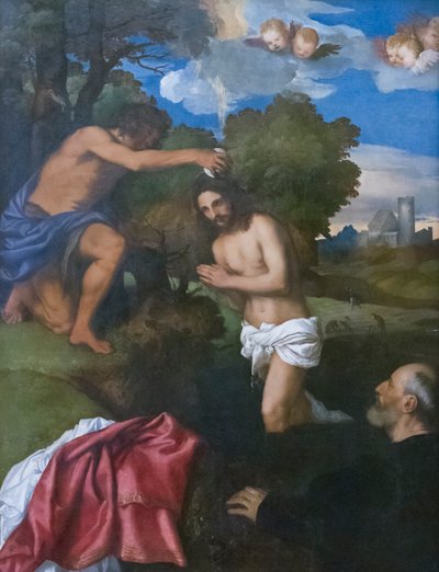 El Bautismo de Cristo, c.1512 (óleo sobre madera) de Titian (c.1488 1576)