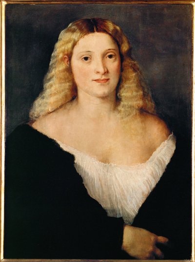 Mujer joven con vestido negro ... de Titian (c.1488 1576)