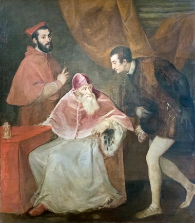 Retrato del papa Pablo III con sus sobrinos de Titian (c.1488 1576)