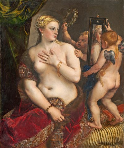 Venus con un espejo, c. 1555 de Tiziano Vecelli