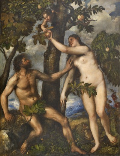 Adán y Eva, c.1550 de Tiziano Vecelli