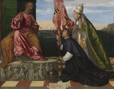 Holandés: Jacopo Pesaro, obispo de Pafos, presentado por el papa Alejandro VI Borgia a San Pedro Jacopo Pesaro, obispo de Pafos, presentado por el papa Alejandro VI a San Pedro de Titian