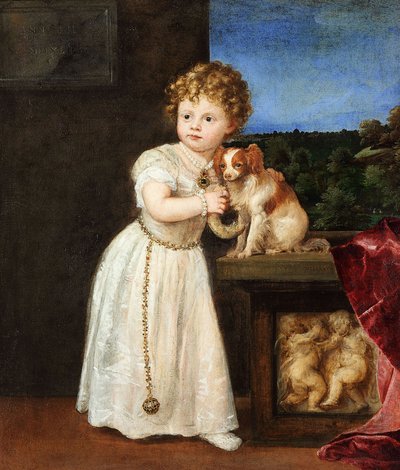 Alemán: Clarissa Strozzi (1540-1581) a los dos años Retrato de Clarissa Strozzi de Titian