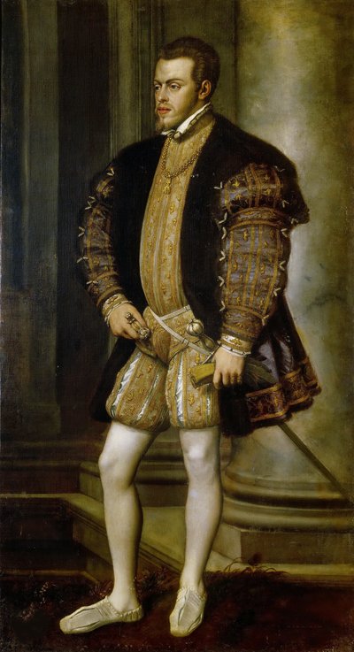 Retrato de Felipe II 1527-1598, rey de España y Portugal, ca. 1554 de Titian